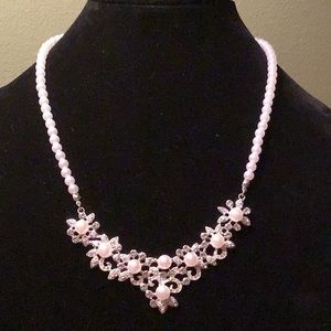 Pearl and silver tone necklace